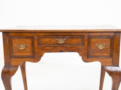 GEORGE I STYLE WALNUT FEATHERBANDED QUARTER VENEERED LOWBOY SIDE TABLE W DRAWERS - ADDITIONAL PHOTO 8