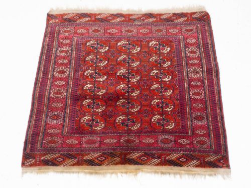ANTIQUE TEKKE TURKMEN WEDDING RUG 4'5'X4' 135X122CM DOWRY MARRIAGE - ADDITIONAL PHOTO 6