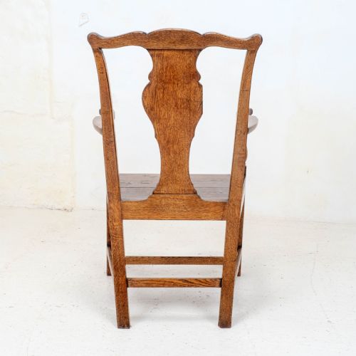 C18TH GEORGIAN COUNTRY CHIPPENDALE STYLE OAK CARVER OPEN ARMCHAIR GEORGE III - ADDITIONAL PHOTO 2