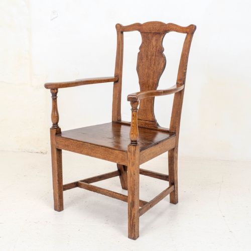 C18TH GEORGIAN COUNTRY CHIPPENDALE STYLE OAK CARVER OPEN ARMCHAIR GEORGE III - ADDITIONAL PHOTO 5