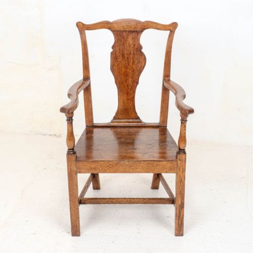 C18TH GEORGIAN COUNTRY CHIPPENDALE STYLE OAK CARVER OPEN ARMCHAIR GEORGE III - ADDITIONAL PHOTO 8