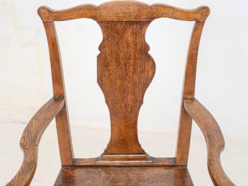 C18TH GEORGIAN COUNTRY CHIPPENDALE STYLE OAK CARVER OPEN ARMCHAIR GEORGE III - ADDITIONAL PHOTO 10