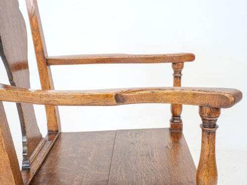 C18TH GEORGIAN COUNTRY CHIPPENDALE STYLE OAK CARVER OPEN ARMCHAIR GEORGE III - ADDITIONAL PHOTO 14