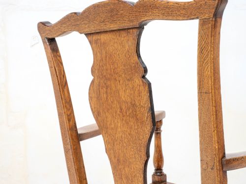 C18TH GEORGIAN COUNTRY CHIPPENDALE STYLE OAK CARVER OPEN ARMCHAIR GEORGE III - ADDITIONAL PHOTO 15