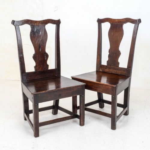 pair of c18th georgian country chippendale style oak chairs george iii - CATEGORY: ANTIQUE CHAIRS - DATED 18TH CENTURY