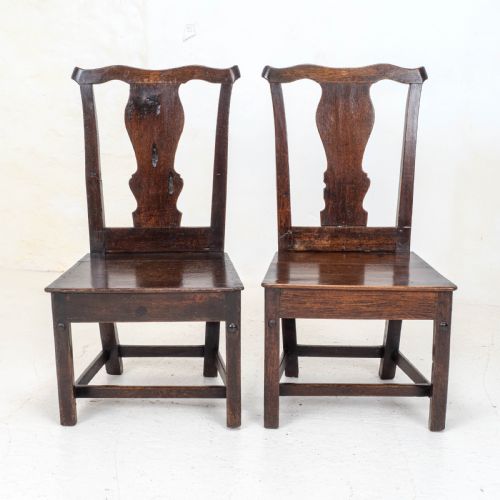 PAIR OF C18TH GEORGIAN COUNTRY CHIPPENDALE STYLE OAK CHAIRS GEORGE III - ADDITIONAL PHOTO 1