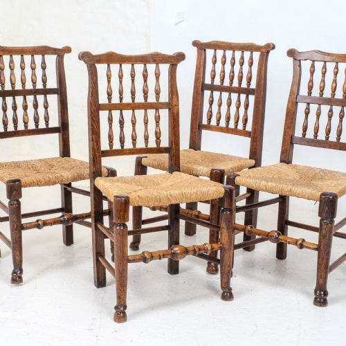 c19th harlequin set of 4 lancashire country dining chairs farmhouse oak elm ash - CATEGORY: ANTIQUE CHAIRS - DATED 19TH CENTURY