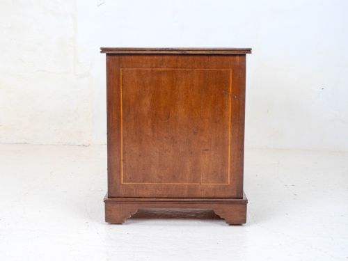 EDWARDIAN SMALL INVERTED BREAKFRONT MAHOGANY INLAID LEATHER WRITING DESK C1905 - ADDITIONAL PHOTO 11