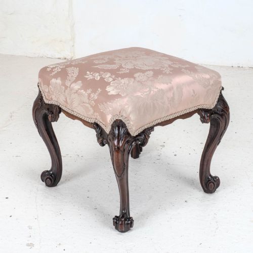 george iii c18th chippendale carved mahogany dressing stool georgian - CATEGORY: ANTIQUE STOOLS - DATED GEORGIAN