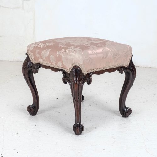 GEORGE III C18TH CHIPPENDALE CARVED MAHOGANY DRESSING STOOL GEORGIAN - ADDITIONAL PHOTO 1