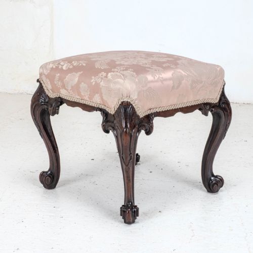 GEORGE III C18TH CHIPPENDALE CARVED MAHOGANY DRESSING STOOL GEORGIAN - ADDITIONAL PHOTO 2