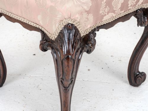 GEORGE III C18TH CHIPPENDALE CARVED MAHOGANY DRESSING STOOL GEORGIAN - ADDITIONAL PHOTO 7