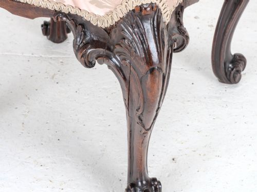 GEORGE III C18TH CHIPPENDALE CARVED MAHOGANY DRESSING STOOL GEORGIAN - ADDITIONAL PHOTO 10