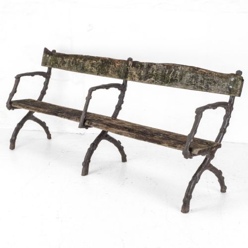 c19th victorian cast iron oak 7 foot garden bench - CATEGORY: ANTIQUE FURNITURE - DATED VICTORIAN