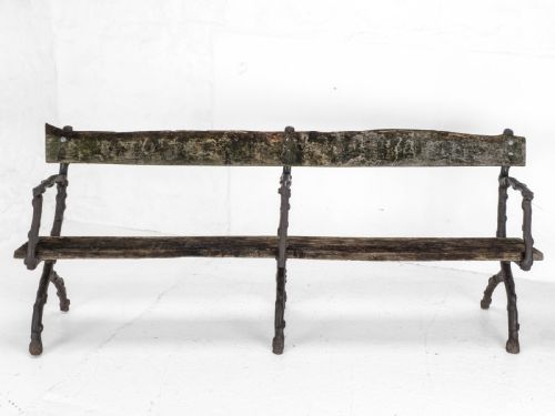 C19TH VICTORIAN CAST IRON OAK 7 FOOT GARDEN BENCH - ADDITIONAL PHOTO 3
