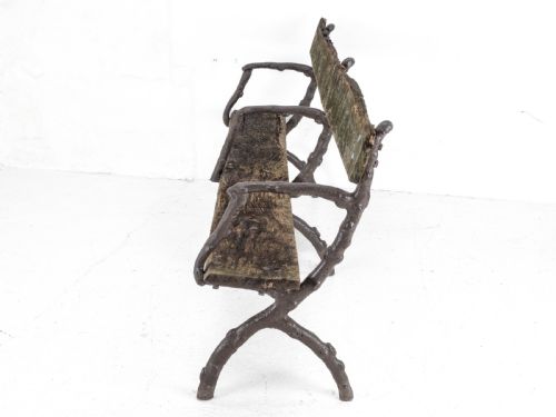 C19TH VICTORIAN CAST IRON OAK 7 FOOT GARDEN BENCH - ADDITIONAL PHOTO 7