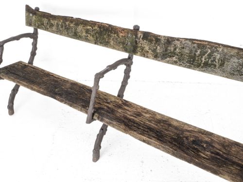 C19TH VICTORIAN CAST IRON OAK 7 FOOT GARDEN BENCH - ADDITIONAL PHOTO 9
