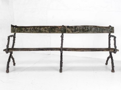 C19TH VICTORIAN CAST IRON OAK 7 FOOT GARDEN BENCH - ADDITIONAL PHOTO 13