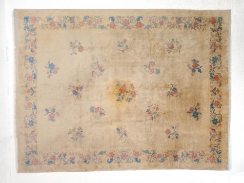 CHINESE ART DECO CARVED CREAM CARPET C1930 11'7 X 8'6 3535X258CM RUG - ADDITIONAL PHOTO 1