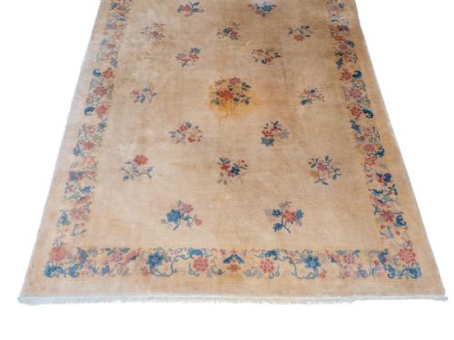CHINESE ART DECO CARVED CREAM CARPET C1930 11'7 X 8'6 3535X258CM RUG - ADDITIONAL PHOTO 4