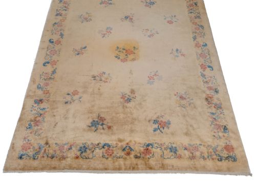 CHINESE ART DECO CARVED CREAM CARPET C1930 11'7 X 8'6 3535X258CM RUG - ADDITIONAL PHOTO 5