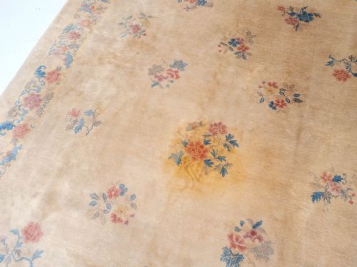 CHINESE ART DECO CARVED CREAM CARPET C1930 11'7 X 8'6 3535X258CM RUG - ADDITIONAL PHOTO 8