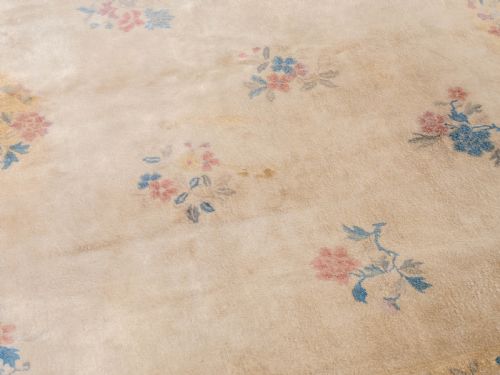 CHINESE ART DECO CARVED CREAM CARPET C1930 11'7 X 8'6 3535X258CM RUG - ADDITIONAL PHOTO 9