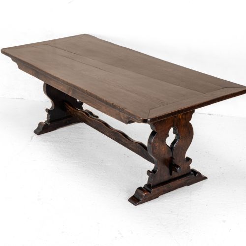 c19th oak refectory trestle dining table 6'8 - CATEGORY: ANTIQUE TABLES - DATED 19TH CENTURY