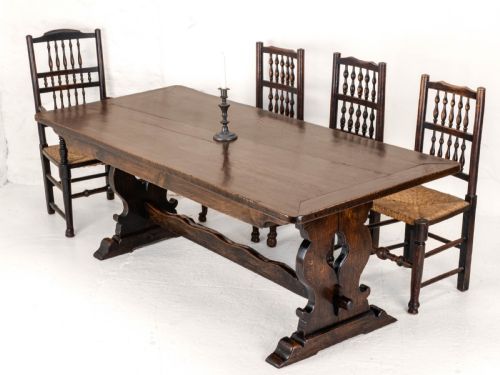C19TH OAK REFECTORY TRESTLE DINING TABLE 6'8 - ADDITIONAL PHOTO 1