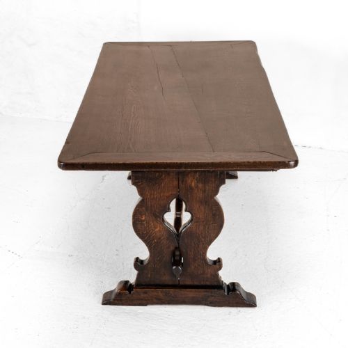 C19TH OAK REFECTORY TRESTLE DINING TABLE 6'8 - ADDITIONAL PHOTO 3