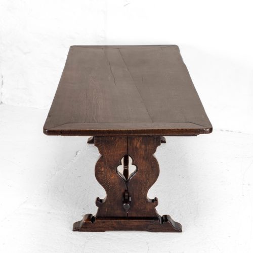 C19TH OAK REFECTORY TRESTLE DINING TABLE 6'8 - ADDITIONAL PHOTO 5