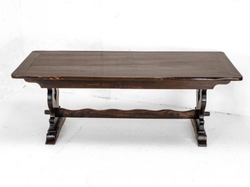 C19TH OAK REFECTORY TRESTLE DINING TABLE 6'8 - ADDITIONAL PHOTO 6