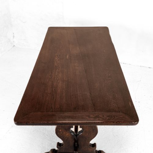 C19TH OAK REFECTORY TRESTLE DINING TABLE 6'8 - ADDITIONAL PHOTO 8