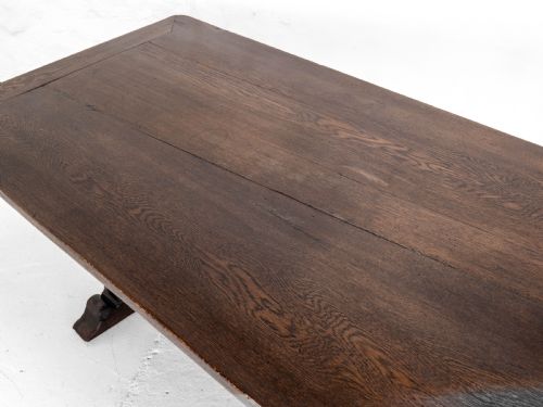 C19TH OAK REFECTORY TRESTLE DINING TABLE 6'8 - ADDITIONAL PHOTO 10