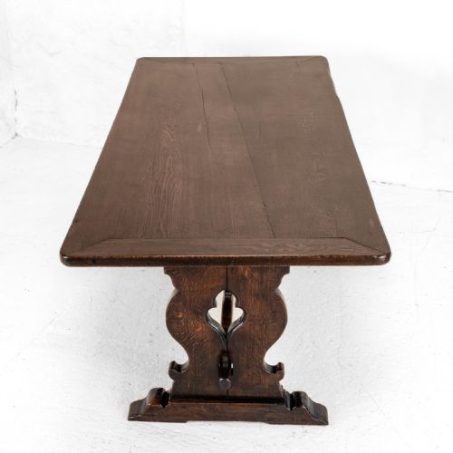 C19TH OAK REFECTORY TRESTLE DINING TABLE 6'8 - ADDITIONAL PHOTO 12