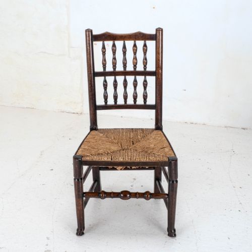 C19TH MATCHED SET OF 6 ELM ASH LANCASHIRE RUSH SEAT COUNTRY DINING CHAIRS - ADDITIONAL PHOTO 8