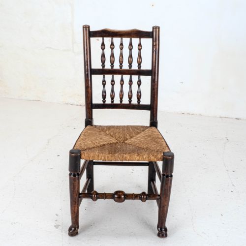 C19TH MATCHED SET OF 6 ELM ASH LANCASHIRE RUSH SEAT COUNTRY DINING CHAIRS - ADDITIONAL PHOTO 9