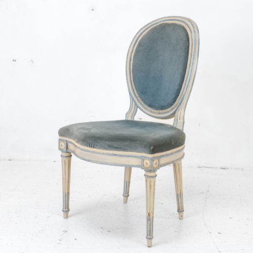 french louis xiv rococo style painted upholstered side chair early c20th - CATEGORY: ANTIQUE CHAIRS - DATED EDWARDIAN