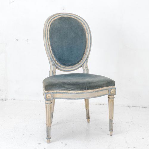 FRENCH LOUIS XIV ROCOCO STYLE PAINTED UPHOLSTERED SIDE CHAIR EARLY C20TH - ADDITIONAL PHOTO 1