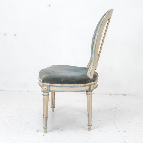 FRENCH LOUIS XIV ROCOCO STYLE PAINTED UPHOLSTERED SIDE CHAIR EARLY C20TH - ADDITIONAL PHOTO 4