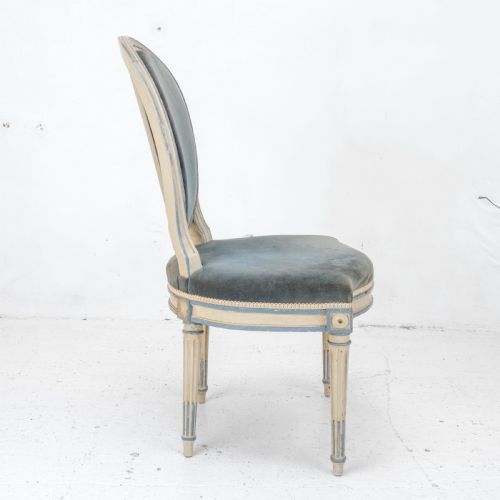 FRENCH LOUIS XIV ROCOCO STYLE PAINTED UPHOLSTERED SIDE CHAIR EARLY C20TH - ADDITIONAL PHOTO 7