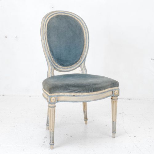 FRENCH LOUIS XIV ROCOCO STYLE PAINTED UPHOLSTERED SIDE CHAIR EARLY C20TH - ADDITIONAL PHOTO 9