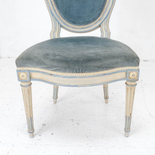 FRENCH LOUIS XIV ROCOCO STYLE PAINTED UPHOLSTERED SIDE CHAIR EARLY C20TH - ADDITIONAL PHOTO 11