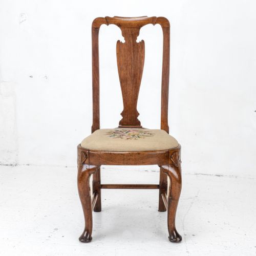 GEORGE I QUEEN ANNE EARLY C18TH CARVED WALNUT TAPESTRY UPHOLSTERED SIDE CHAIR GEORGIAN - ADDITIONAL PHOTO 1