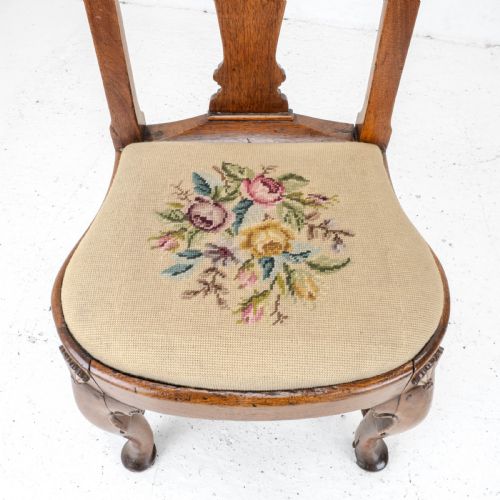 GEORGE I QUEEN ANNE EARLY C18TH CARVED WALNUT TAPESTRY UPHOLSTERED SIDE CHAIR GEORGIAN - ADDITIONAL PHOTO 17