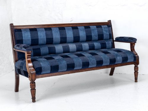 VICTORIAN MAHOGANY UPHOLSTERED CLUB BENCH LATE C19TH SOFA SETTLE - ADDITIONAL PHOTO 2