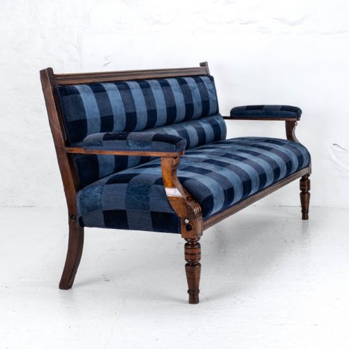 VICTORIAN MAHOGANY UPHOLSTERED CLUB BENCH LATE C19TH SOFA SETTLE - ADDITIONAL PHOTO 3