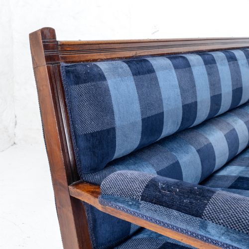 VICTORIAN MAHOGANY UPHOLSTERED CLUB BENCH LATE C19TH SOFA SETTLE - ADDITIONAL PHOTO 11