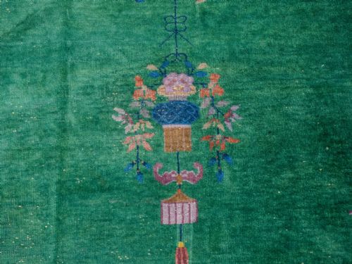 CHINESE ART DECO GREEN CARPET C1920 8'9X6'2 2675X188CM RUG - ADDITIONAL PHOTO 9