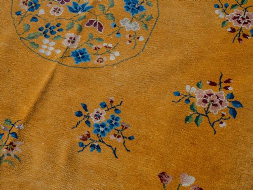 ANTIQUE CHINESE ART DECO YELLOW CARPET C1920 12' X 8'10 364X270CM RUG - ADDITIONAL PHOTO 8